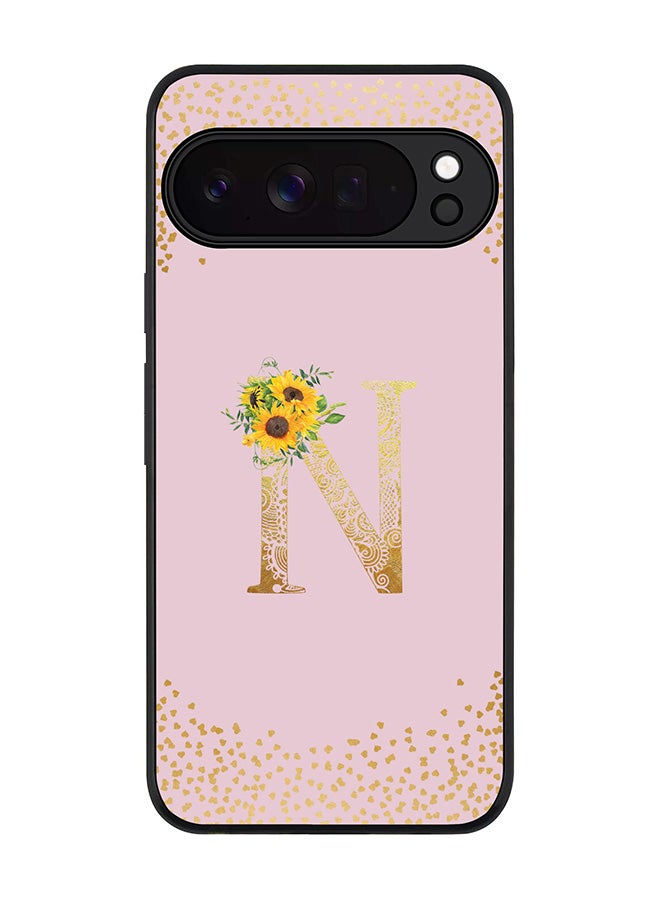 For Google Pixel 10 Pro Case,Slim fit Camera Protection, Shockproof Thin Phone cover  - Custom Floral Monogram - N  (Pink )